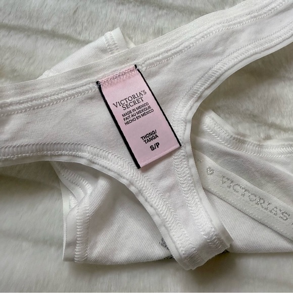 5/$30 (NWOT) VICTORIA’S SECRET 2016 White & Silver Thong - Picture 3 of 6